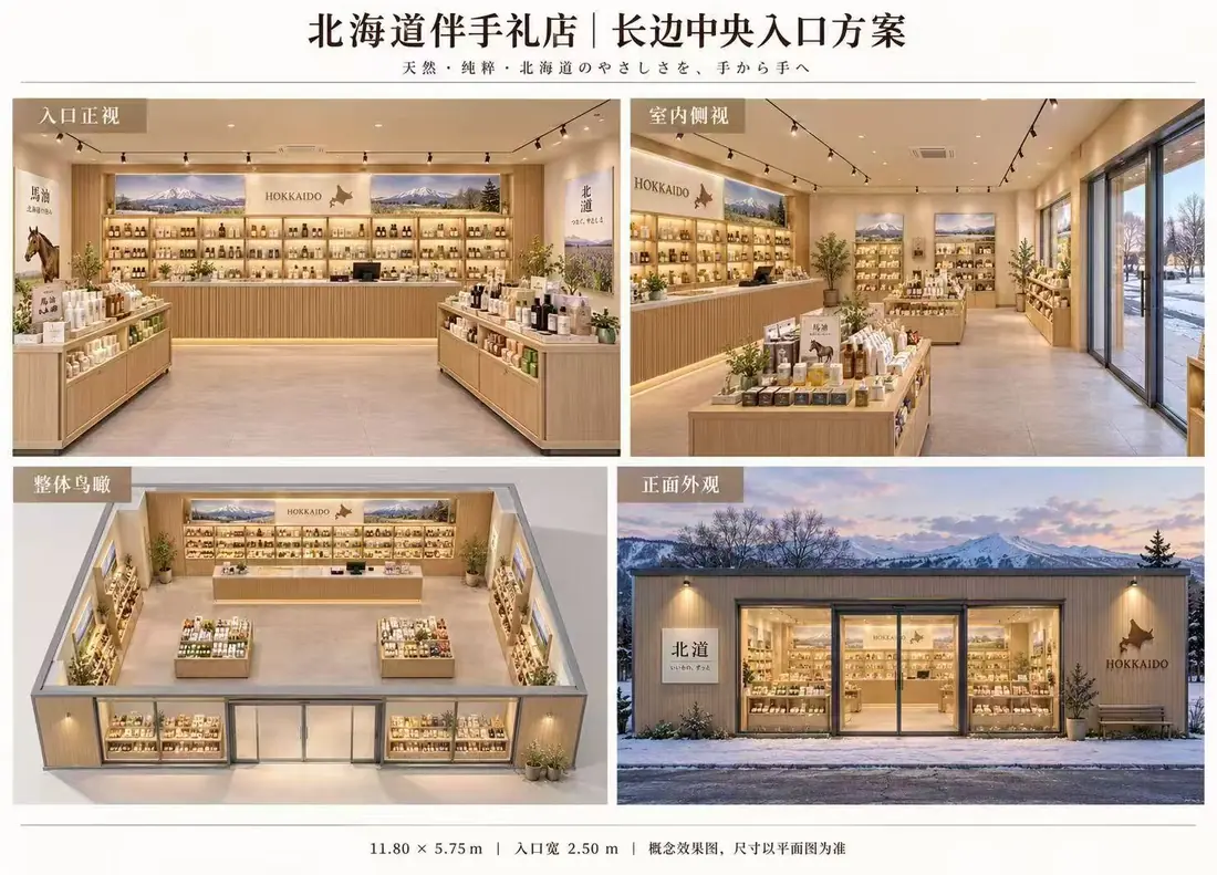 北海道土産店の内外観イメージ