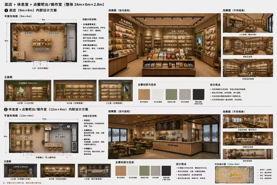 北海道店舗と休憩スペースの計画資料